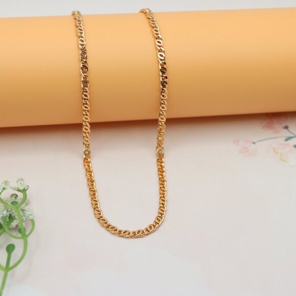 Elegant Rose Gold Necklace with Polished Oval Chain Design, XPNL0194 - Picture 8 of 12
